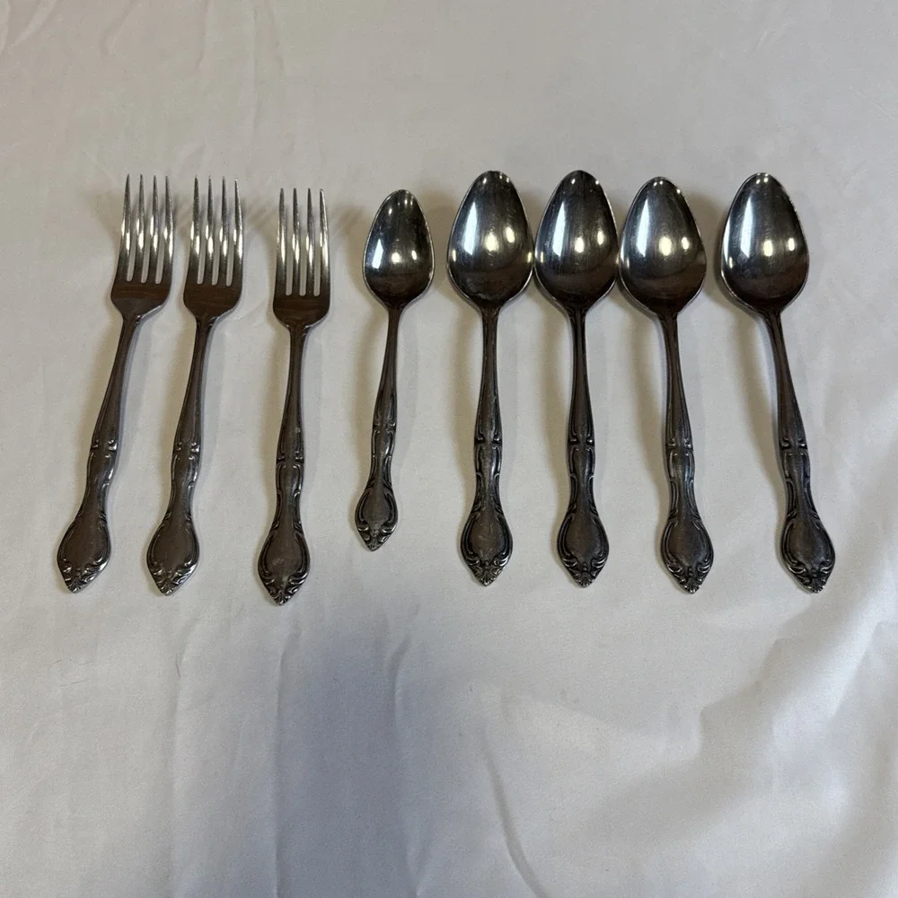 Hampton Court Stainless Japan Flatware‎ Forks Spoon Lot of 8